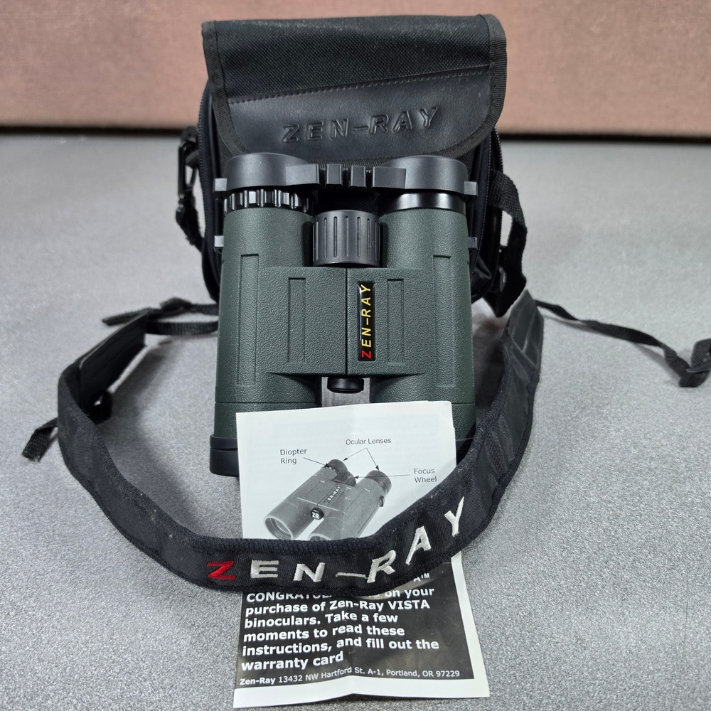 Zen-Ray VISTA Binoculars Green Excellent with Case and Strap